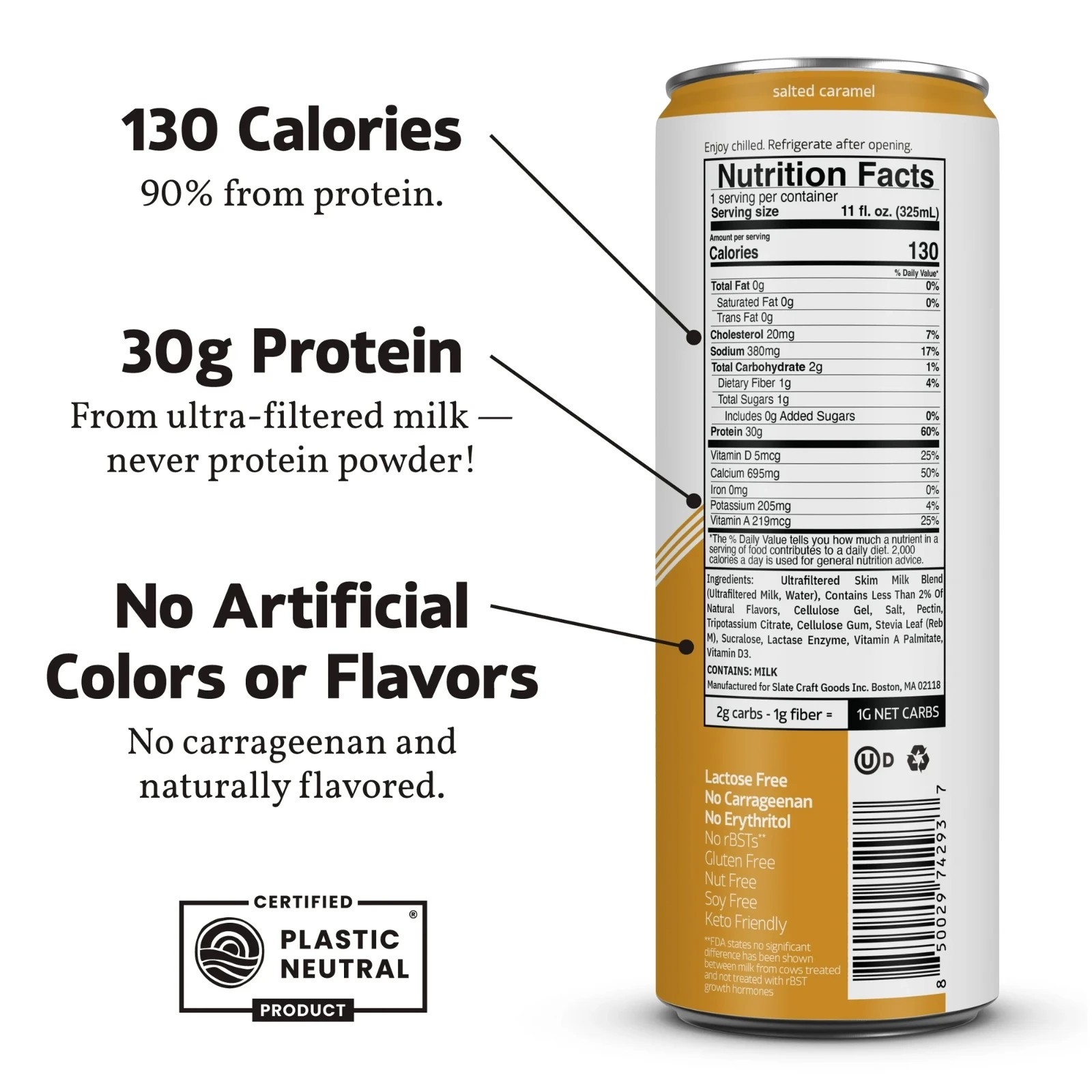 Slate Milk Salted Caramel Ultra 30g Protein Shake - 11 Fl Oz Can thumbnail
