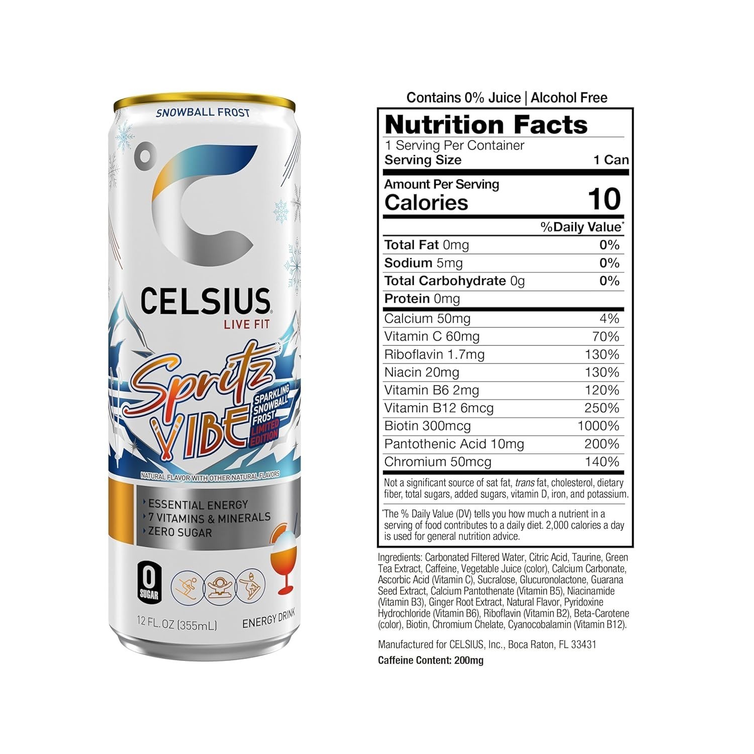 CELSIUS Sparkling Spritz Vibe, Sugar Free Energy Drink, 12 Fl Oz (Pack of 12) thumbnail