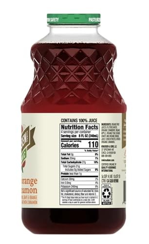 R.W. Knudsen Organic Cranberry Orange Cinnamon Juice, 100% Juice Blend, No Artificial Sweeteners, 32 Fl Oz Glass Bottle | USDA Organic, Non-GMO, Koshe thumbnail