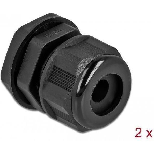 Delock, Collegamento per Cavi, Pressacavo PG16 per Cavo Rotondo Nero 2 Pezzi