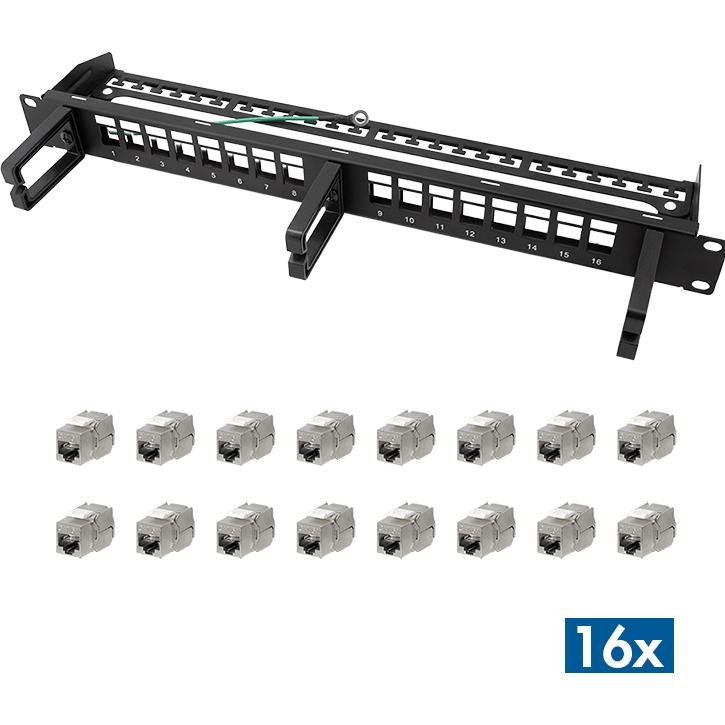 LogiLink Modular 16-port Cat.6A Keystone Panel. 19