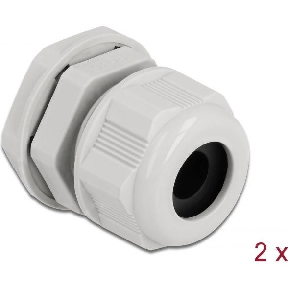 Delock, Collegamento per Cavi, Pressacavo PG16 per Cavo Rotondo Grigio 2 Pezzi