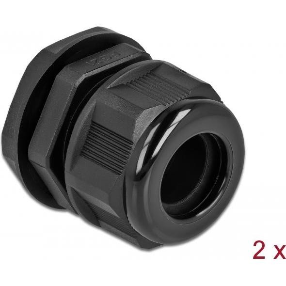 Delock, Collegamento per Cavi, Pressacavo PG21 per Cavo Rotondo Nero 2 Pezzi