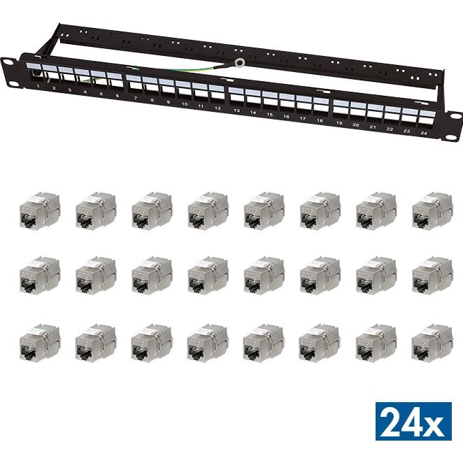 LogiLink Modular 24-port Cat.6A Keystone Panel. 19