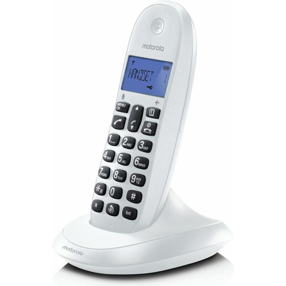 Motorola C1001CB+ Nero - Blocco Delle Chiamate - Vivavoce - Display Retroilluminato, Telefono, Bianco