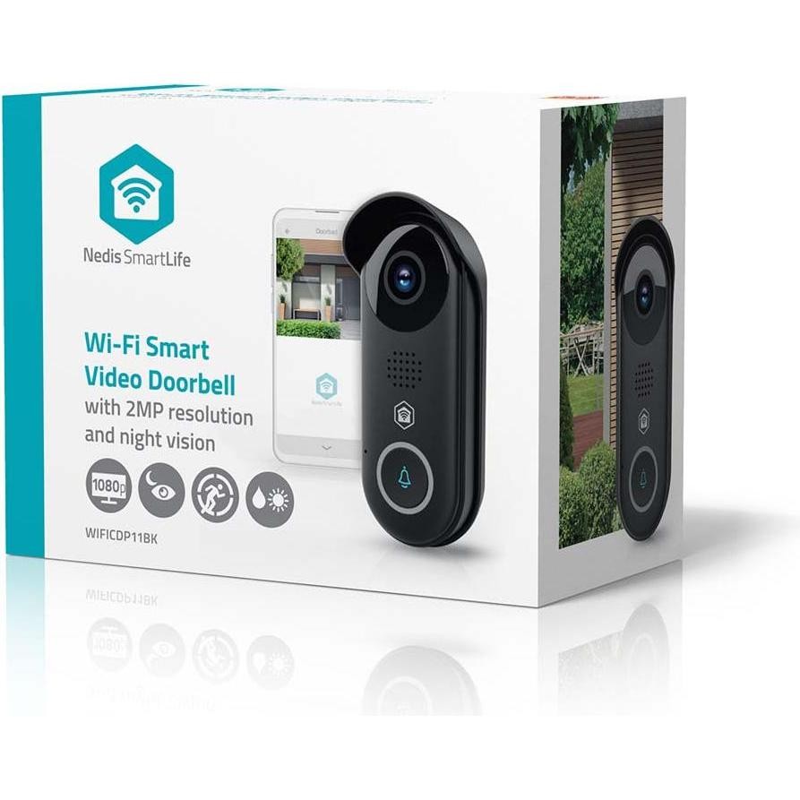 Nedis SmartLife Wireless Video Doorbell WiFi Camera,| Full HD 1080p | Cloud Storage (optional) / MicroSD (not Included) / Onvif | IP54 | with Motion S