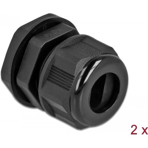 Delock, Collegamento per Cavi, Pressacavo PG16 per Cavo Piatto Nero 2 Pezzi