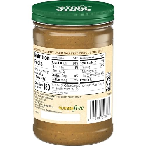 Santa Cruz Organics Crunchy Dark Roasted Peanut Butter, 16 Ounce thumbnail
