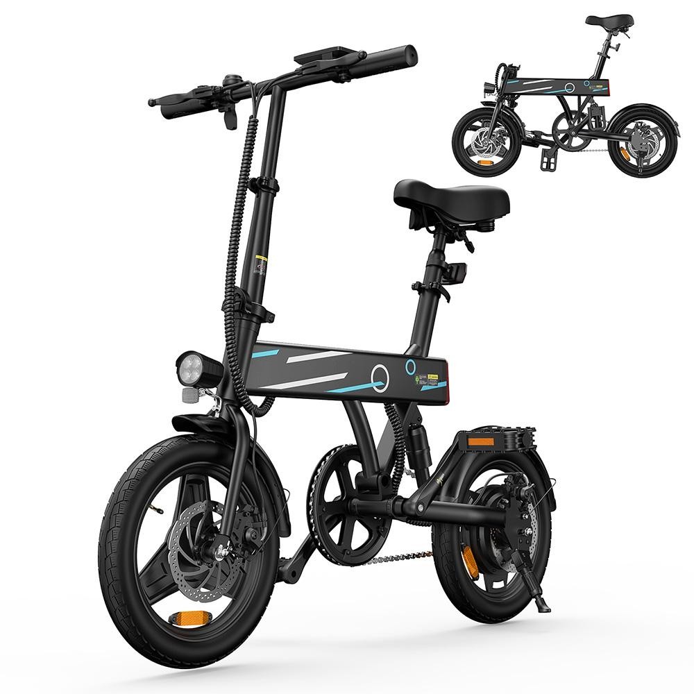 Bicicleta Eléctrica Unisex IScooter EB1 De 14 Pulgadas Para Adultos, Motor De 350 W, 25 Km/h, Plegable, Batería De 36 V Y 7,8 Ah, Autonomía De 30 a