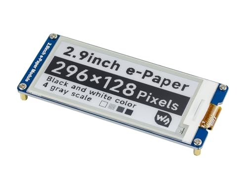Waveshare 2.9inch E-Ink Display Module for Raspberry Pi & More, 296x128 Resolution, SPI Interface, Partial Refresh, Barebone PC Design