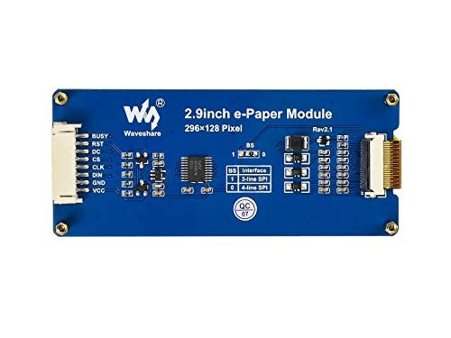 Waveshare 2.9inch E-Ink Display Module for Raspberry Pi & More, 296x128 Resolution, SPI Interface, Partial Refresh, Barebone PC Design thumbnail