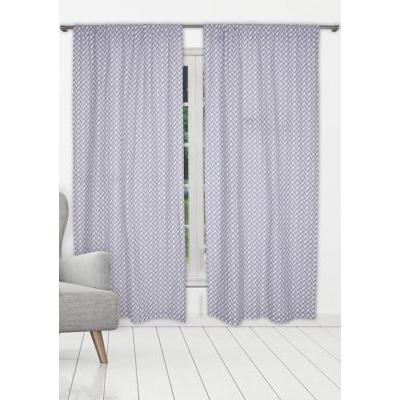 CAWGY- 12 -15069 Chevron Stripe Pole Top Window Curtains for Living Room & Bedroom Panels - 40 X 84 in. - Gray - Set of 2