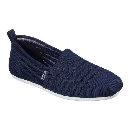 Skechers BOBS Women's Bobs Plush-Golden Hour Ballet Flat, Navy, 6 M US