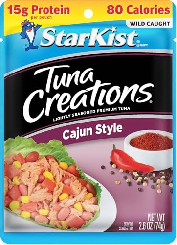StarKist Tuna Creations Cajun Style, 2.6 Oz Pouch (1 Pack) Ready to Eat Wild Caught Tuna, 15g Protein, 80 Calories per Serving, Gluten Free, Soy Free,