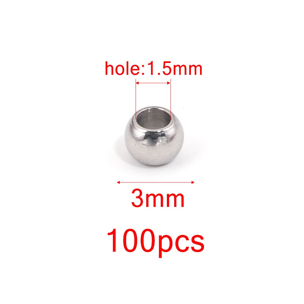 Perles D'Espacement En Acier Inoxydable De 3, 4, 5, 6 Et 8mm, Breloques Rondes Pour Bracelets Et Bijoux à Faire Soi-Même, Fournitures De Direction,  thumbnail