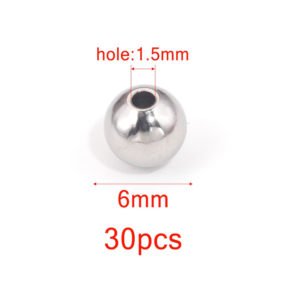 Perles D'Espacement En Acier Inoxydable De 3, 4, 5, 6 Et 8mm, Breloques Rondes Pour Bracelets Et Bijoux à Faire Soi-Même, Fournitures De Direction,  thumbnail