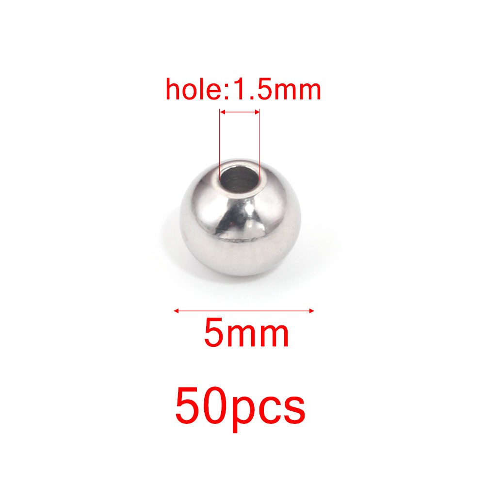 Perles D'Espacement En Acier Inoxydable De 3, 4, 5, 6 Et 8mm, Breloques Rondes Pour Bracelets Et Bijoux à Faire Soi-Même, Fournitures De Direction,  thumbnail