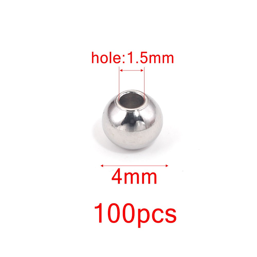 Perles D'Espacement En Acier Inoxydable De 3, 4, 5, 6 Et 8mm, Breloques Rondes Pour Bracelets Et Bijoux à Faire Soi-Même, Fournitures De Direction,  thumbnail