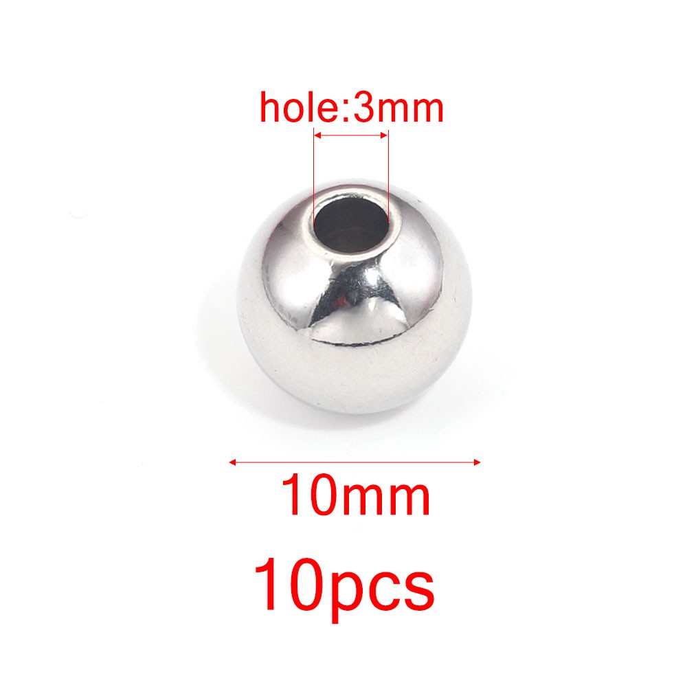 Perles D'Espacement En Acier Inoxydable De 3, 4, 5, 6 Et 8mm, Breloques Rondes Pour Bracelets Et Bijoux à Faire Soi-Même, Fournitures De Direction,  thumbnail