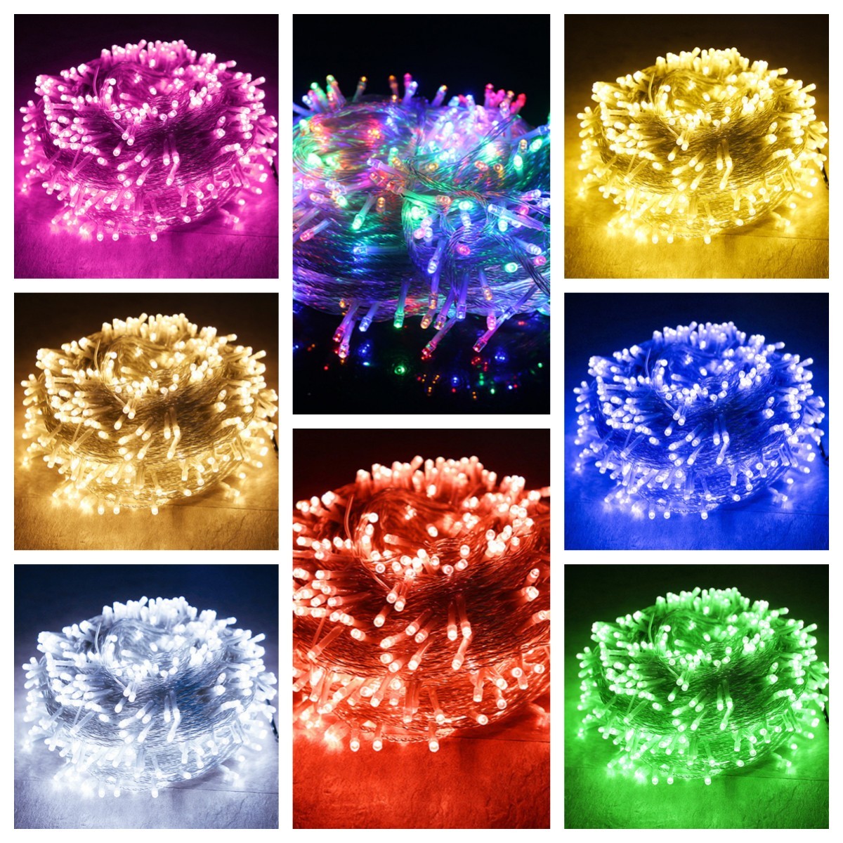 10M Chaîne US Standard 110V LED étoile Chaîne Jaune Rose Vert Bleu Rouge Blanc RGB étanche à La Pluie 100 Perles Chaîne Décor Extérieur