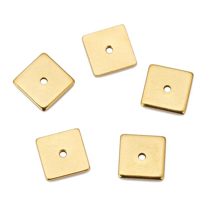 50pcs 4/5/6/8mm or Acier Inoxydable Carré Plat Entretoise Perles Perles En Vrac Pour Bracelets à Bricoler Soi-même Fabrication De Bijoux Fourniture thumbnail