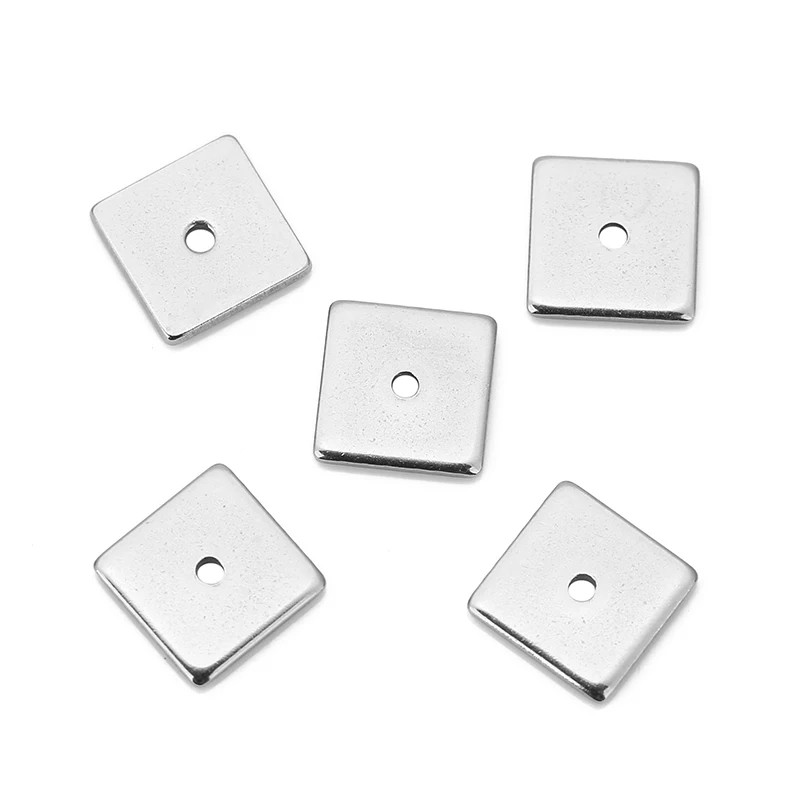 50pcs 4/5/6/8mm or Acier Inoxydable Carré Plat Entretoise Perles Perles En Vrac Pour Bracelets à Bricoler Soi-même Fabrication De Bijoux Fourniture thumbnail