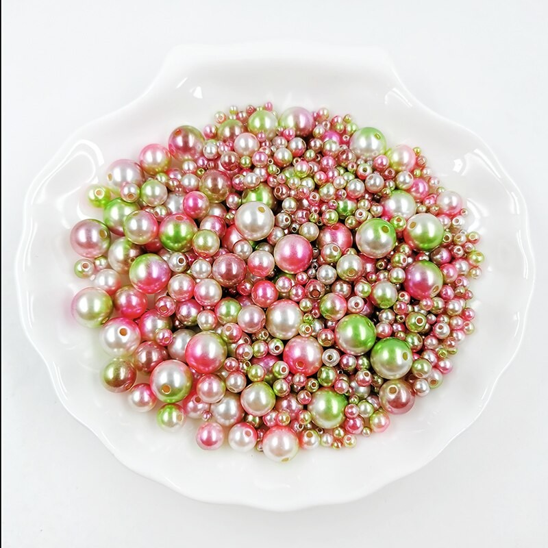 Mélange De Perles Avec Trou En ABS, Mélange De Tailles Rondes De 3/4/5/6/8/10/12mm, Avec Imitation De Perles Pour Bijoux à Bricoler Soi-même, Pour thumbnail
