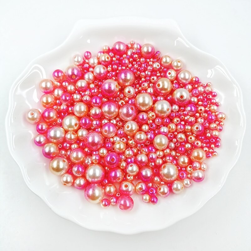 Mélange De Perles Avec Trou En ABS, Mélange De Tailles Rondes De 3/4/5/6/8/10/12mm, Avec Imitation De Perles Pour Bijoux à Bricoler Soi-même, Pour thumbnail