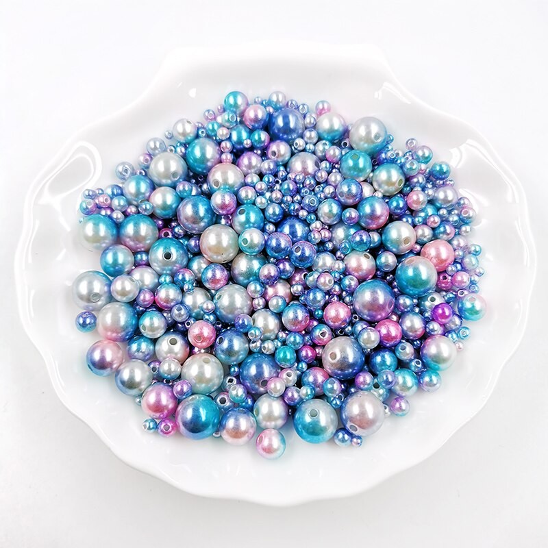 Mélange De Perles Avec Trou En ABS, Mélange De Tailles Rondes De 3/4/5/6/8/10/12mm, Avec Imitation De Perles Pour Bijoux à Bricoler Soi-même, Pour thumbnail