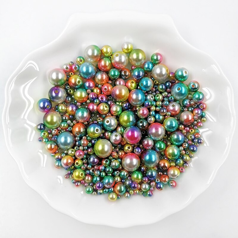 Mélange De Perles Avec Trou En ABS, Mélange De Tailles Rondes De 3/4/5/6/8/10/12mm, Avec Imitation De Perles Pour Bijoux à Bricoler Soi-même, Pour thumbnail