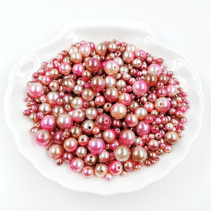 Mélange De Perles Avec Trou En ABS, Mélange De Tailles Rondes De 3/4/5/6/8/10/12mm, Avec Imitation De Perles Pour Bijoux à Bricoler Soi-même, Pour thumbnail