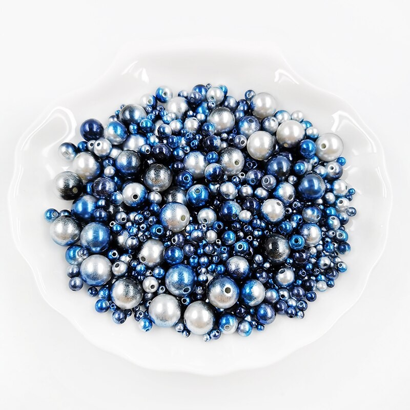 Mélange De Perles Avec Trou En ABS, Mélange De Tailles Rondes De 3/4/5/6/8/10/12mm, Avec Imitation De Perles Pour Bijoux à Bricoler Soi-même, Pour thumbnail