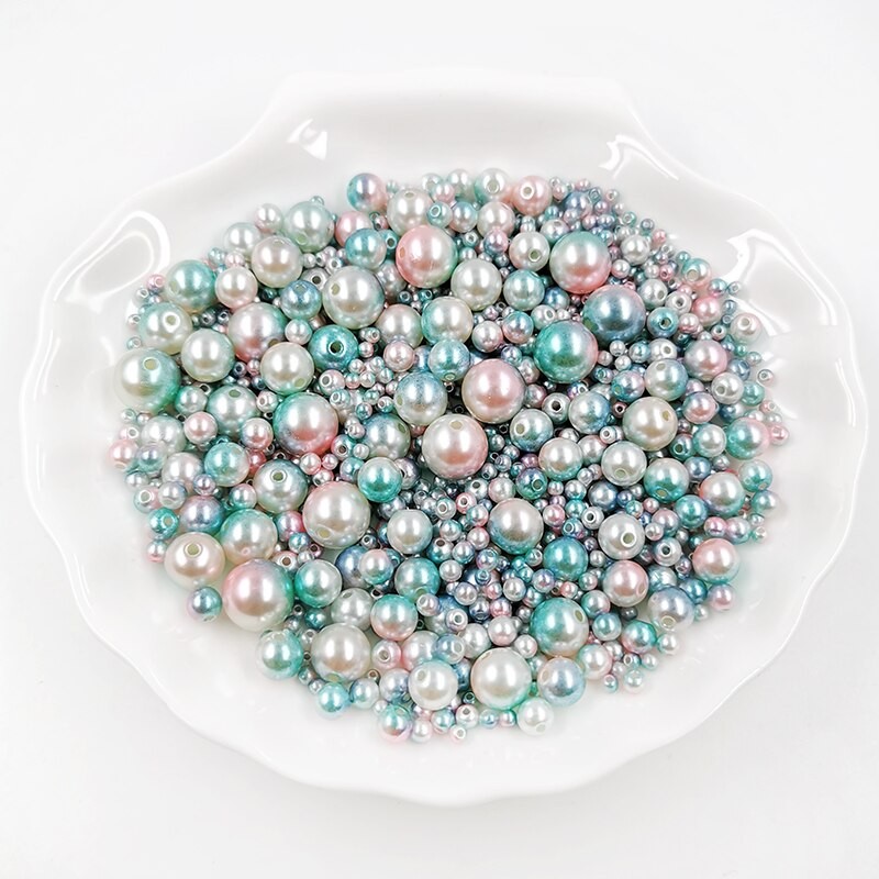 Mélange De Perles Avec Trou En ABS, Mélange De Tailles Rondes De 3/4/5/6/8/10/12mm, Avec Imitation De Perles Pour Bijoux à Bricoler Soi-même, Pour thumbnail