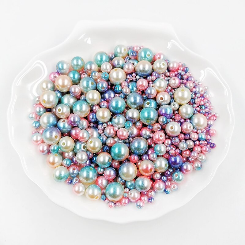 Mélange De Perles Avec Trou En ABS, Mélange De Tailles Rondes De 3/4/5/6/8/10/12mm, Avec Imitation De Perles Pour Bijoux à Bricoler Soi-même, Pour thumbnail