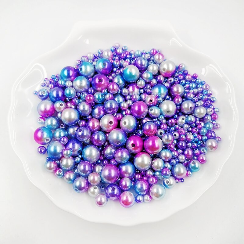 Mélange De Perles Avec Trou En ABS, Mélange De Tailles Rondes De 3/4/5/6/8/10/12mm, Avec Imitation De Perles Pour Bijoux à Bricoler Soi-même, Pour thumbnail