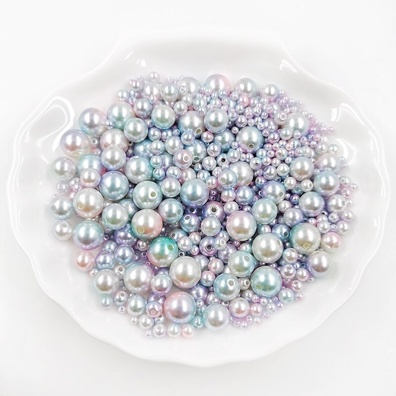 Mélange De Perles Avec Trou En ABS, Mélange De Tailles Rondes De 3/4/5/6/8/10/12mm, Avec Imitation De Perles Pour Bijoux à Bricoler Soi-même, Pour thumbnail