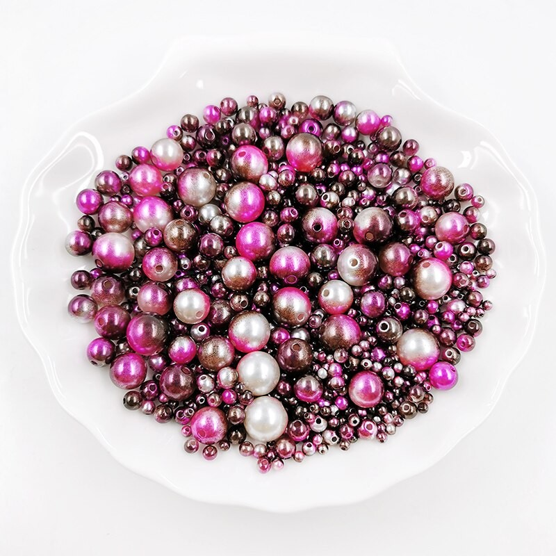Mélange De Perles Avec Trou En ABS, Mélange De Tailles Rondes De 3/4/5/6/8/10/12mm, Avec Imitation De Perles Pour Bijoux à Bricoler Soi-même, Pour thumbnail