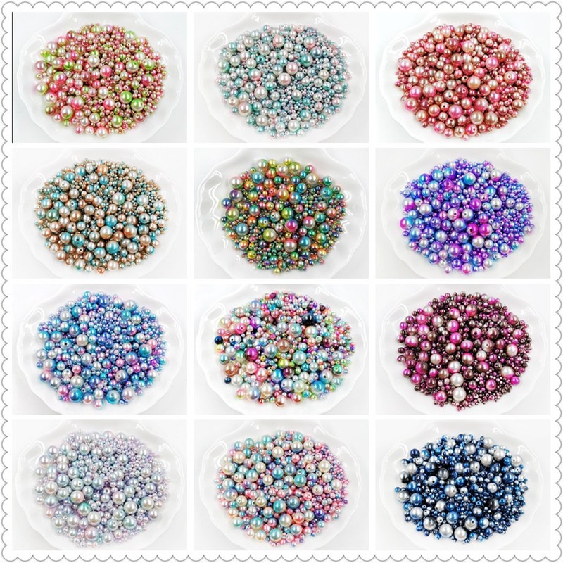 Mélange De Perles Avec Trou En ABS, Mélange De Tailles Rondes De 3/4/5/6/8/10/12mm, Avec Imitation De Perles Pour Bijoux à Bricoler Soi-même, Pour