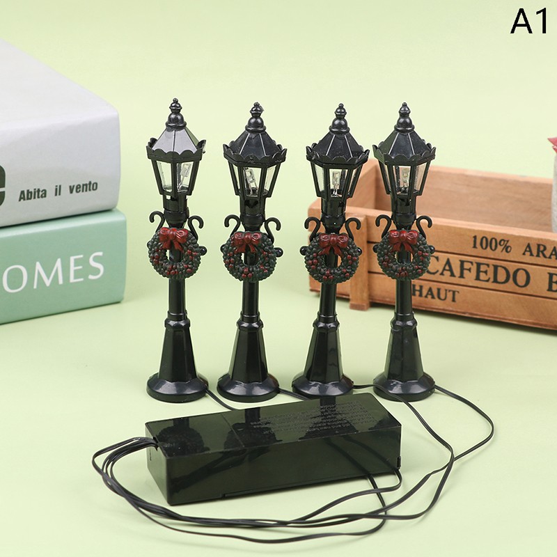 Mini Lampadaire De Noël à Monter Soi-même, Mini Lampadaire Pour Maison De Poupée, Accès Au Jardin Féerique Micro-paysage, 4 Pièce/ensemble thumbnail