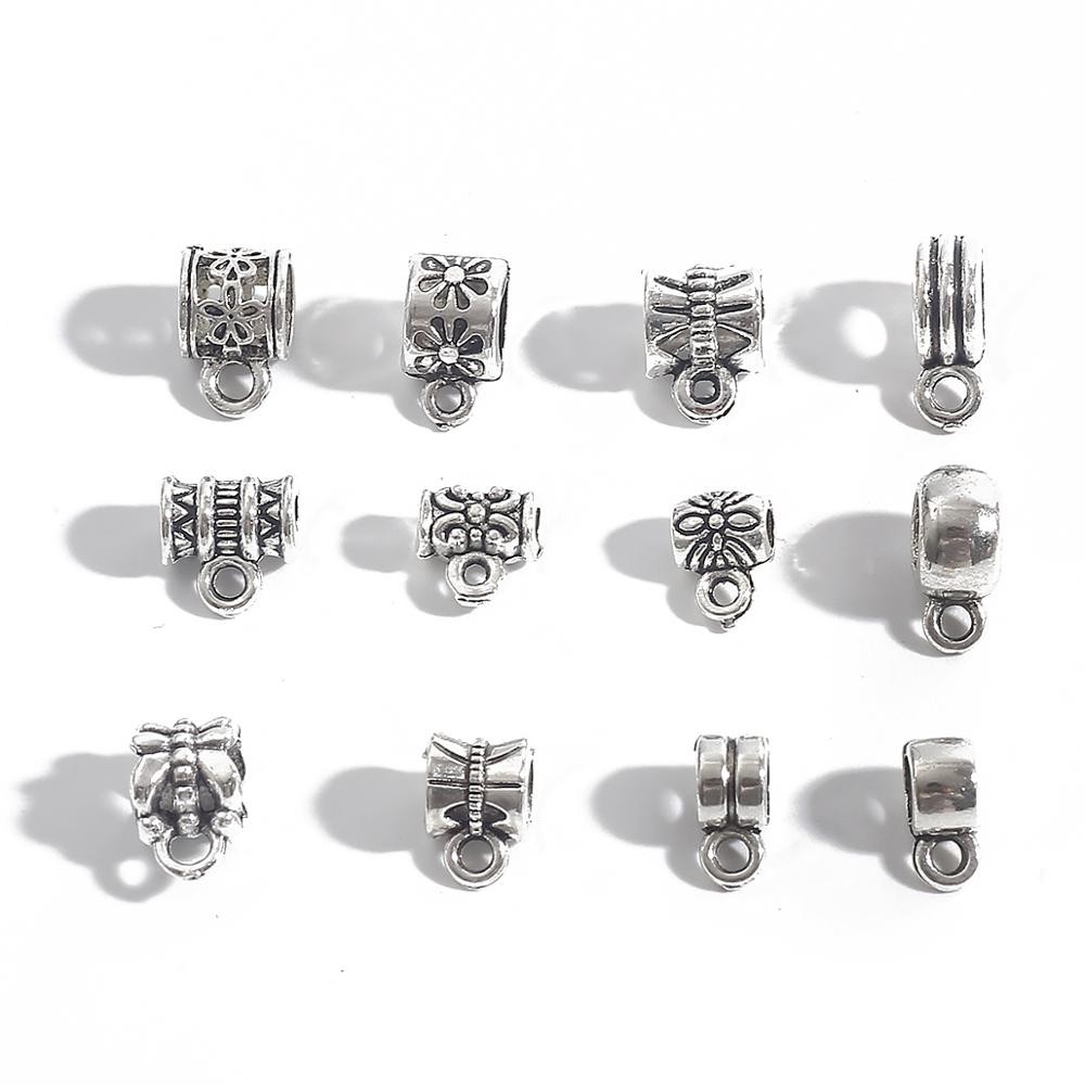 Fermoirs De Collier En Argent Antique, 20 PièCES, Breloques De Connecteur De Perle De Bail 4-9MM, Accessoires Pour Bijoux à Bricoler Soi-même Déco