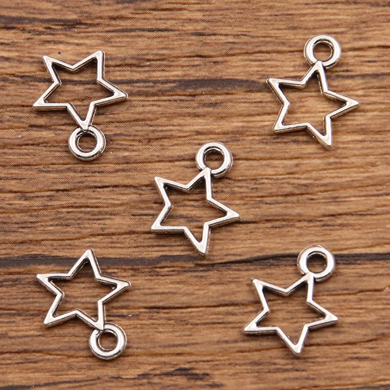 50 PièCES 4 Tailles Photo Couleur Creux Grande Petite étoile Breloques Géométrie Pendentif En Alliage De Métal Collier à Faire Soi-même Bracele thumbnail