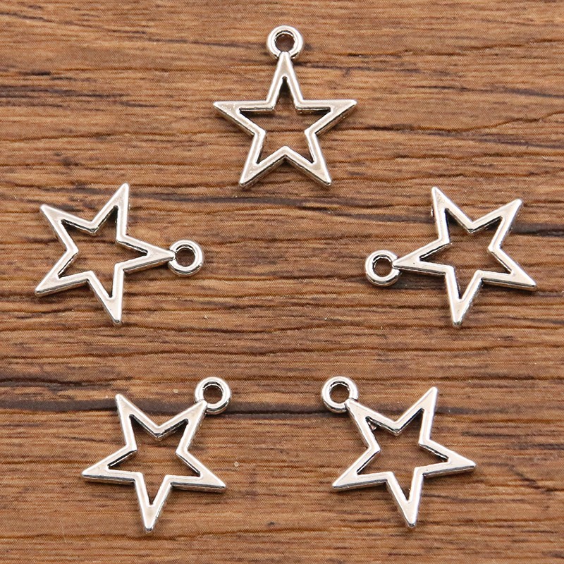 50 PièCES 4 Tailles Photo Couleur Creux Grande Petite étoile Breloques Géométrie Pendentif En Alliage De Métal Collier à Faire Soi-même Bracele thumbnail