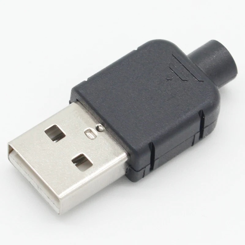 10 Ensembles De Connecteurs USB 2.0 à Monter Soi-même, Type a Mâle, Adaptateur D'assemblage à 4 Broches, Prise à Souder, Coque En Plastique Noir  thumbnail