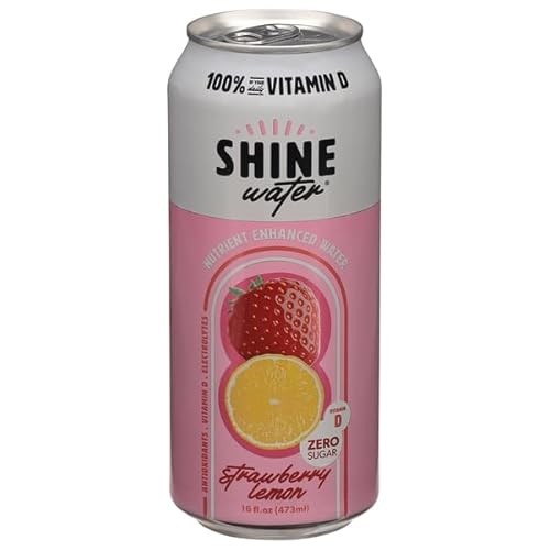 Shine Water, Zero Sugar Strawberry Lemon Vitamin Water, 16 Fl Oz