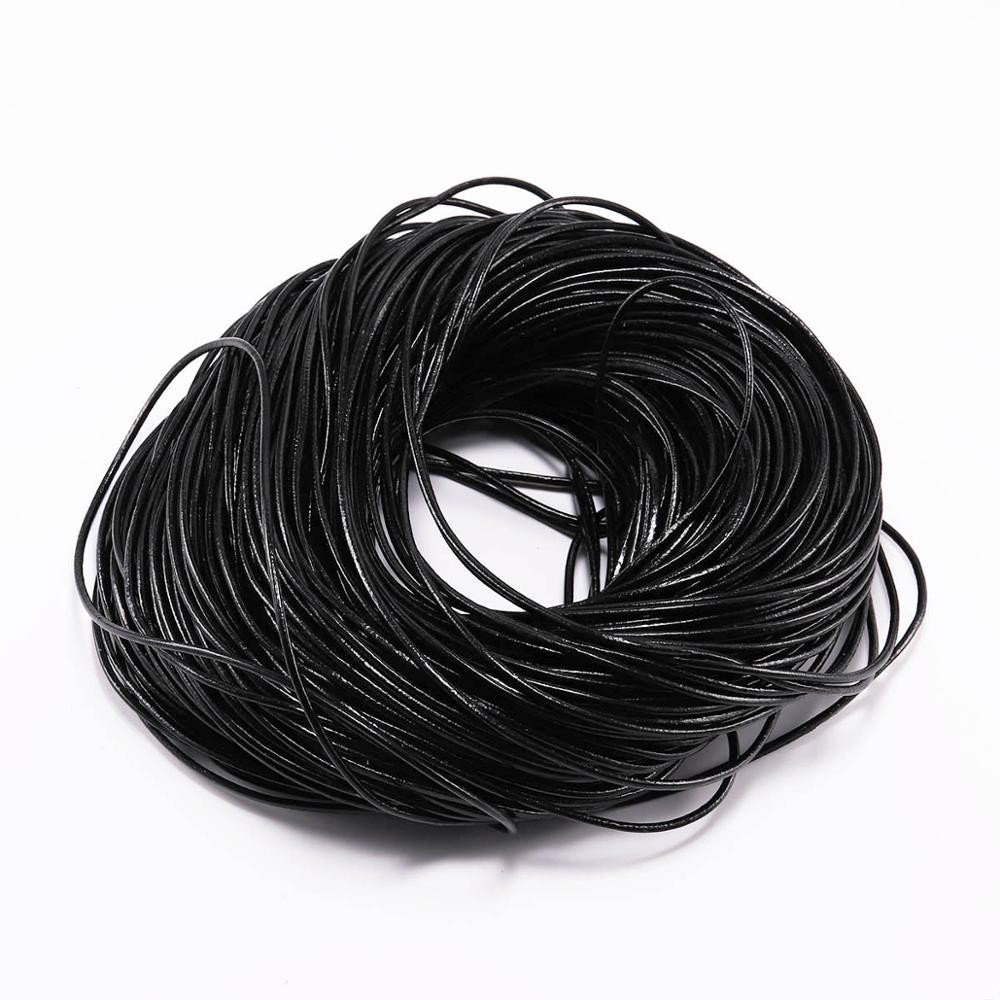 2-5 M/lot 1.5 2 2.5 3 4 5 6mm 3 Couleurs Véritable Cuir De Vache Rond String Cordon Bracelet à Bricoler Soi-même Résultats Corde Chaîne Pour La F thumbnail