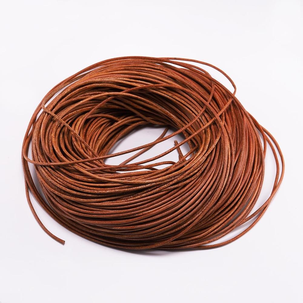 2-5 M/lot 1.5 2 2.5 3 4 5 6mm 3 Couleurs Véritable Cuir De Vache Rond String Cordon Bracelet à Bricoler Soi-même Résultats Corde Chaîne Pour La F thumbnail