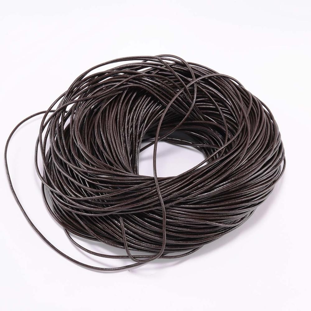 2-5 M/lot 1.5 2 2.5 3 4 5 6mm 3 Couleurs Véritable Cuir De Vache Rond String Cordon Bracelet à Bricoler Soi-même Résultats Corde Chaîne Pour La F thumbnail