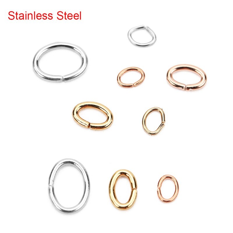 Anneaux De Saut Fendus Ovales En Acier Inoxydable, 100 PièCES, Connecteurs De Collier 3*4/4*6/6*8m Pour La Fabrication De Bijoux à Bricoler Soi-mêm