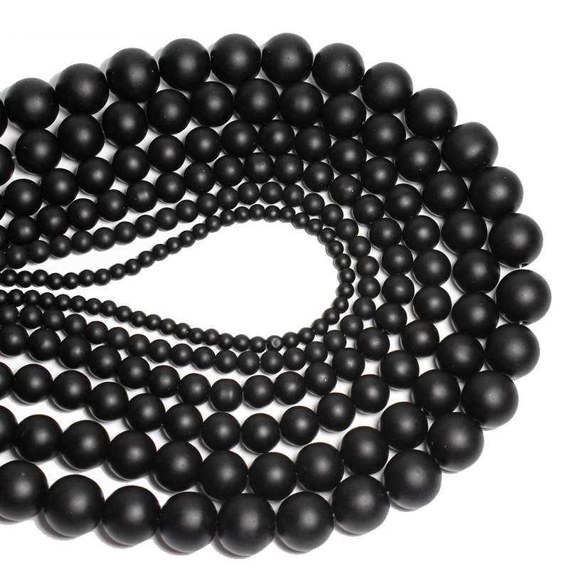 Noter 4/6/8/10/12mm Perles De Pierre D'onyx Pour La Fabrication De Bijoux Noir Rond Givré Brin Bracelet à Bricoler Soi-même Boucles D'oreilles Armb thumbnail