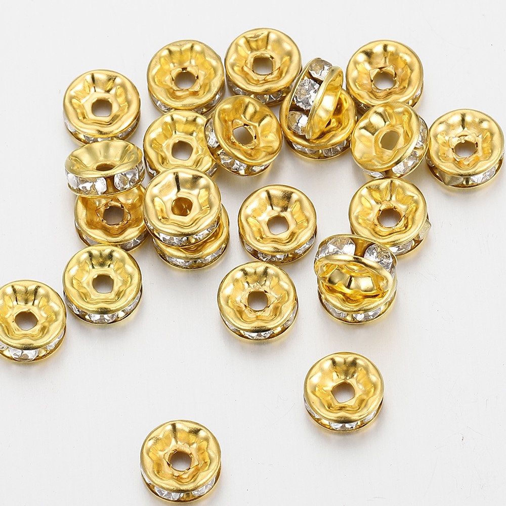 100 Pcs/lot Strass Rondelles Perles De Cristal Plat 4 6 8 10mm Perles D'espacement En Vrac Pour La Fabrication De Bijoux à Bricoler Soi-même Accesso